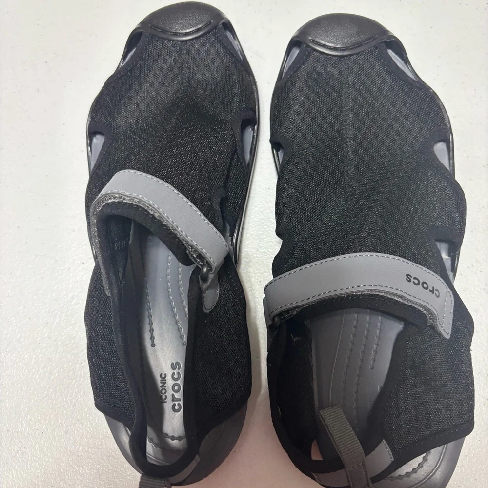 CROCS Black and Gray Slip-On Shoes - Picture 1 of 4